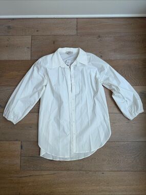 LOFT White Button-Front Dress Shirt